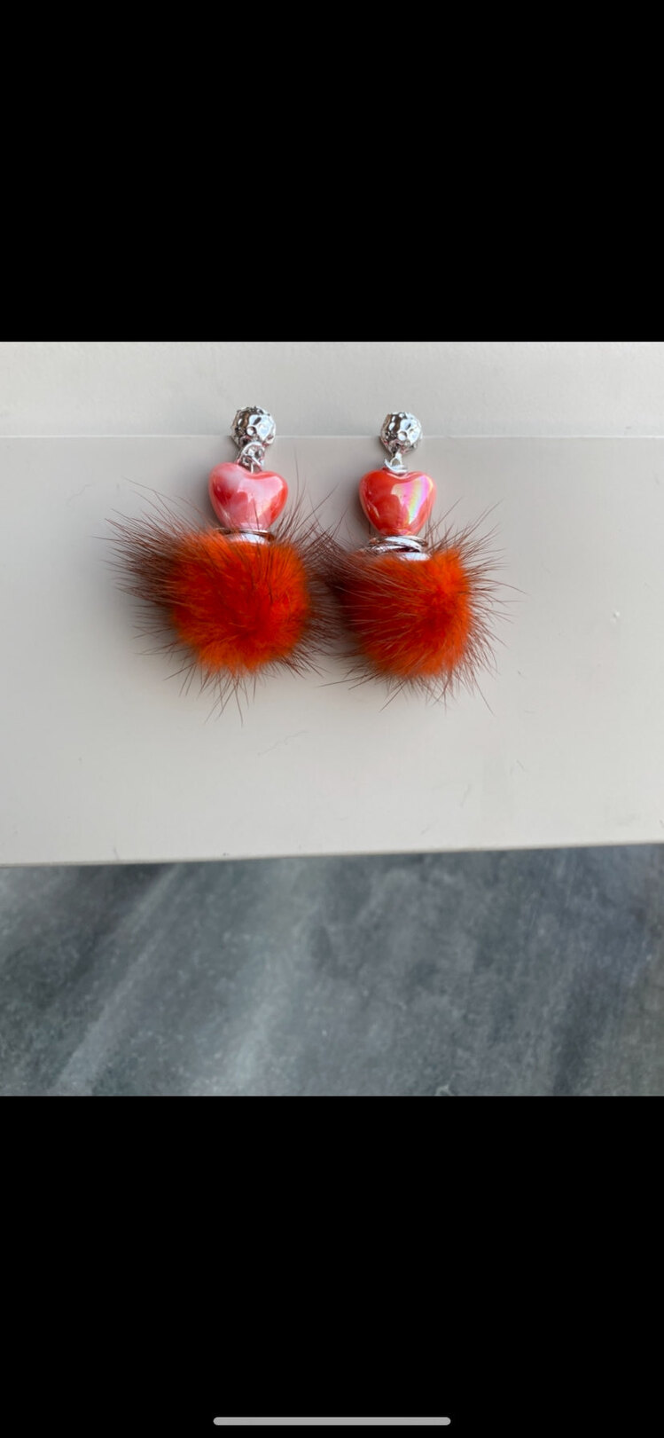By Bulik Tasarım Orange Pink Love Plush Earrings