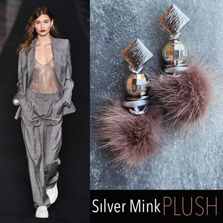 By Bulik Tasarım Sılver Mink Plush Earrings