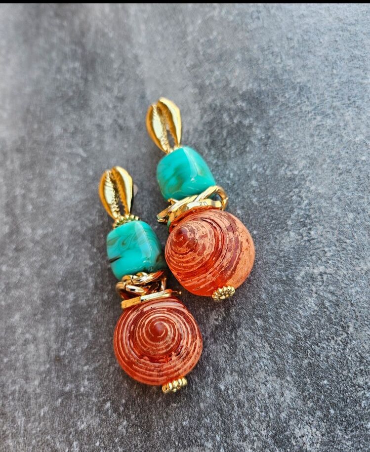 Carol Snail and Shell Turquoise Küpeler