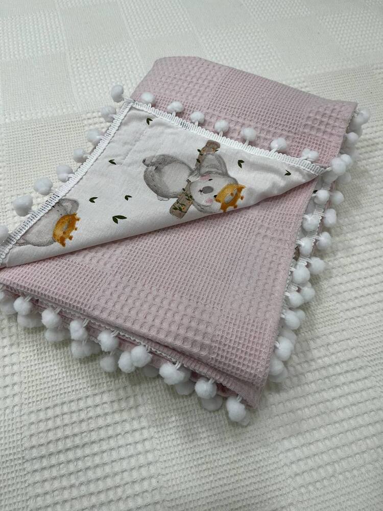 Pembe Poplin Kumaş Çok Amaçlı Bebek Battaniyesi