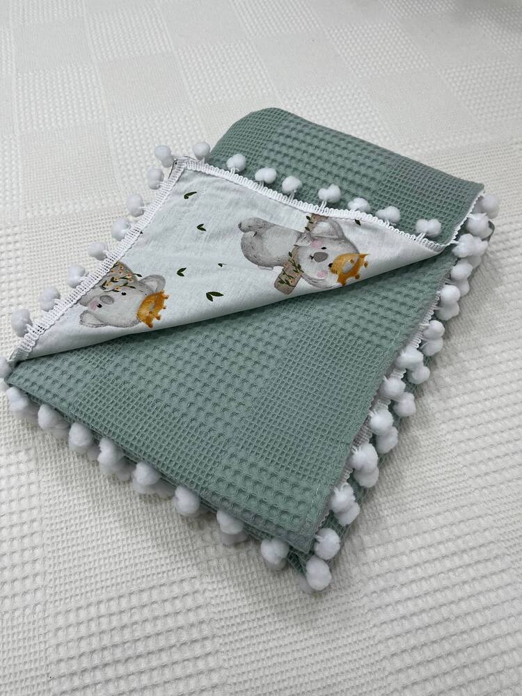 Yeşil Poplin Kumaş Çok Amaçlı Bebek Battaniyesi