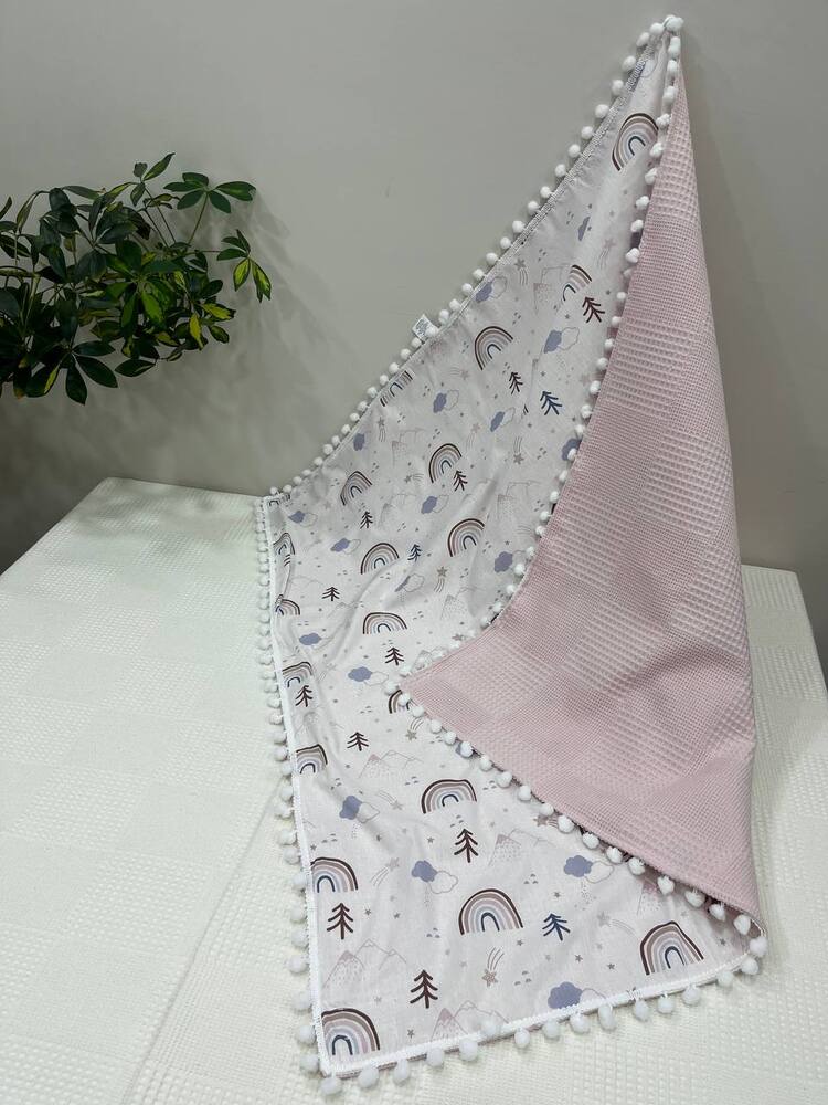 Pembe Poplin Kumaş Çok Amaçlı Bebek Battaniyesi