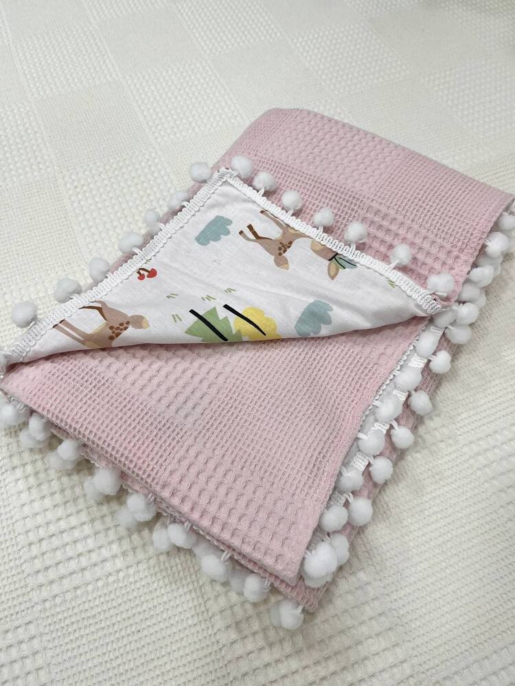 Pembe Poplin Kumaş Çok Amaçlı Bebek Battaniyesi