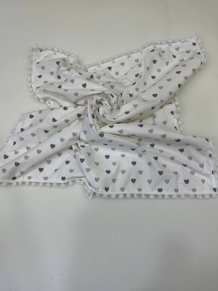 Krem Kalp Desenli Poplin Kumaş Çok Amaçlı Bebek Battaniyesi