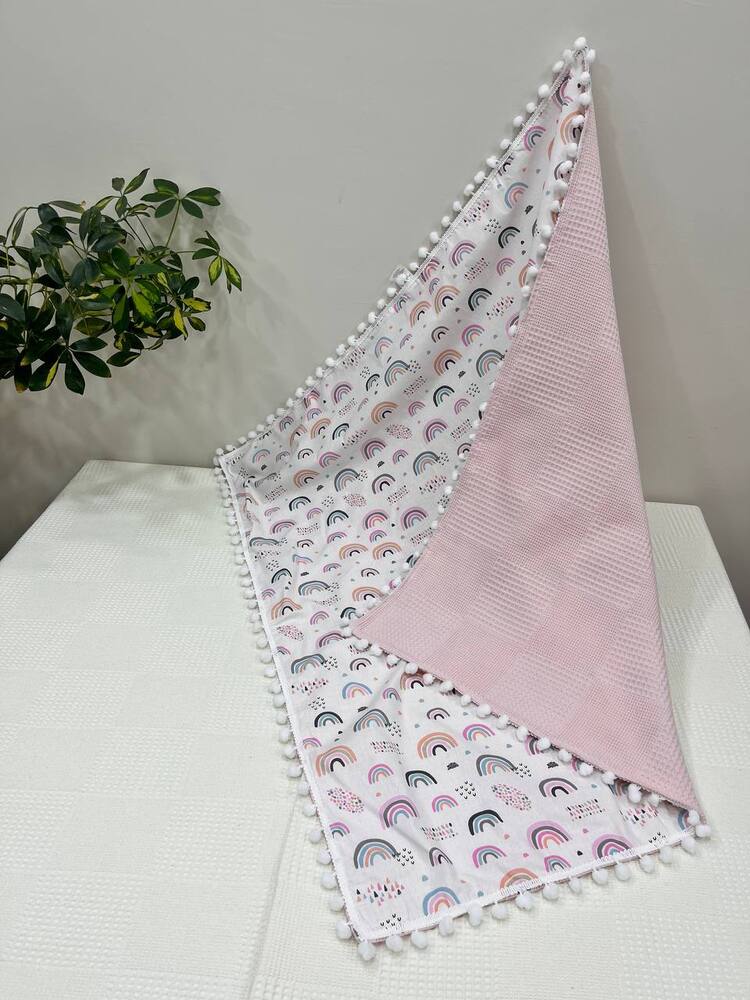Pembe Poplin Kumaş Çok Amaçlı Bebek Battaniyesi
