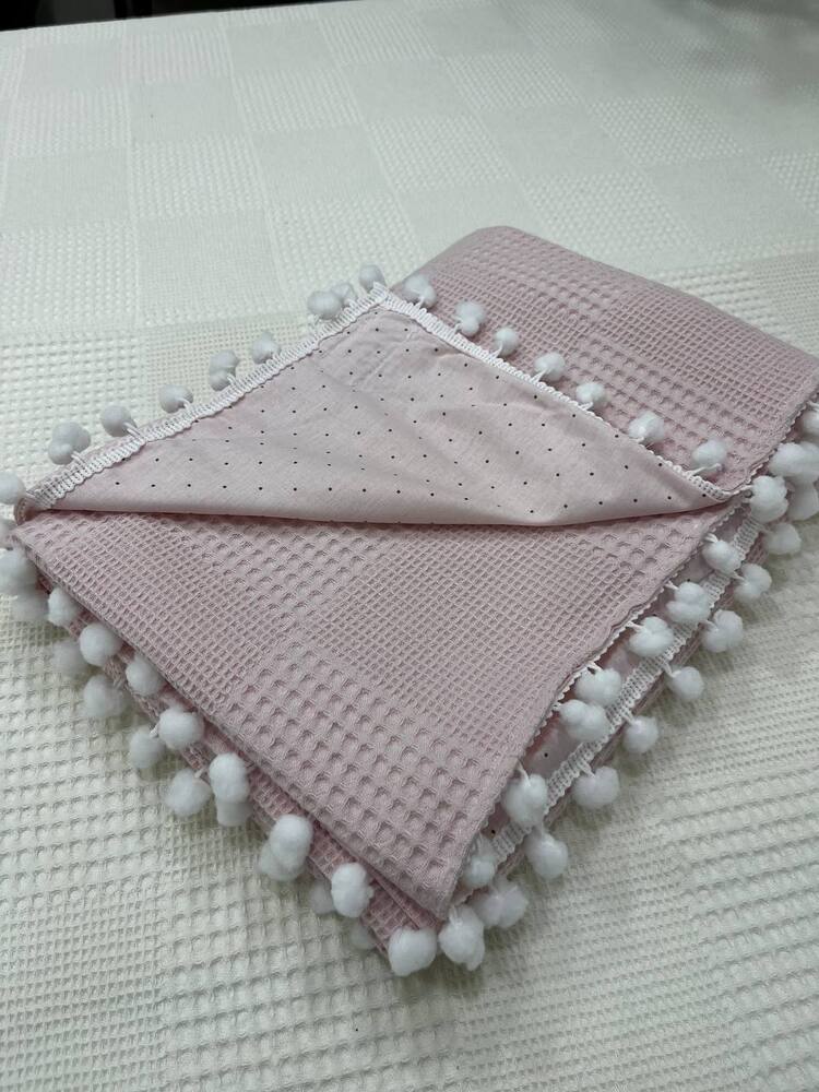 Pembe Poplin Kumaş Çok Amaçlı Bebek Battaniyesi