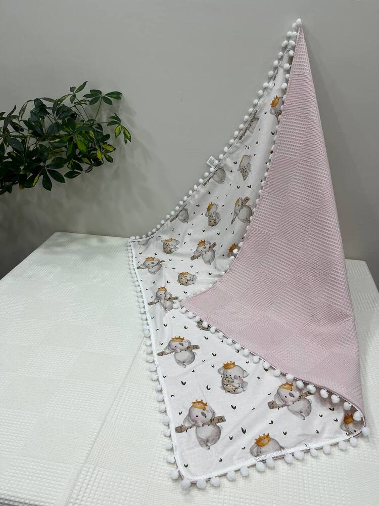 Pembe Poplin Kumaş Çok Amaçlı Bebek Battaniyesi