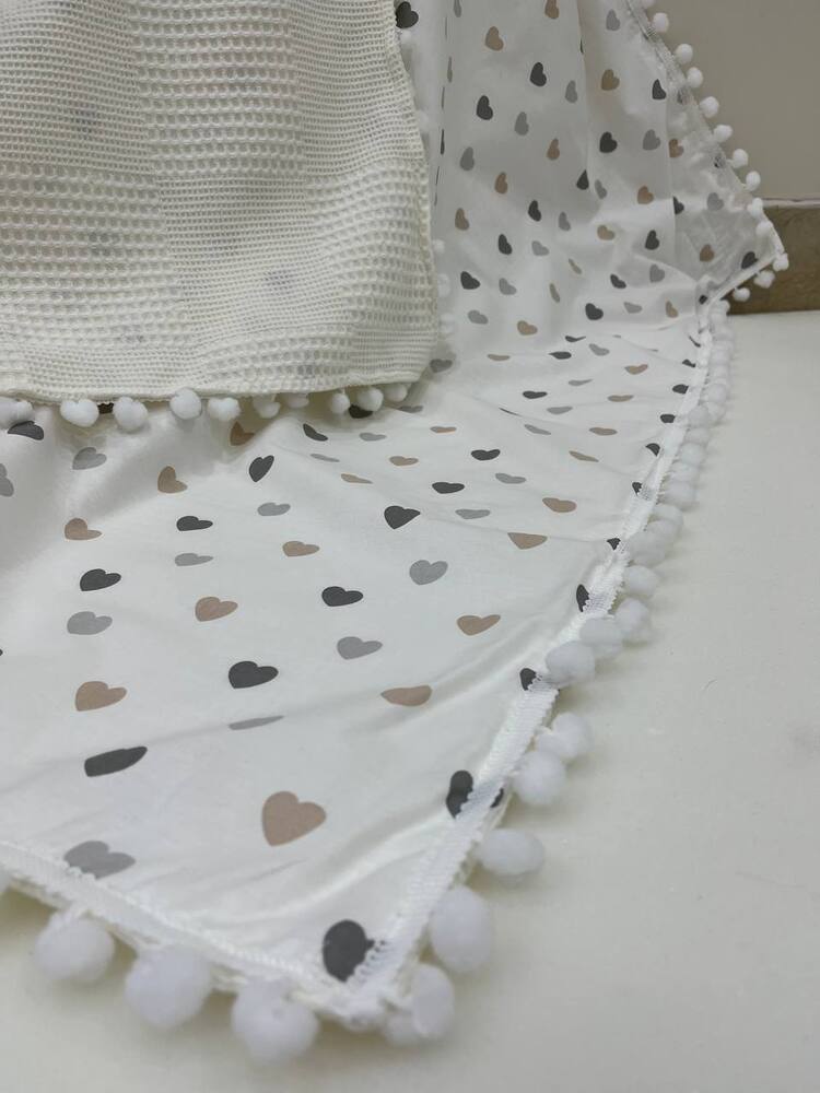 Krem Kalp Desenli Poplin Kumaş Çok Amaçlı Bebek Battaniyesi