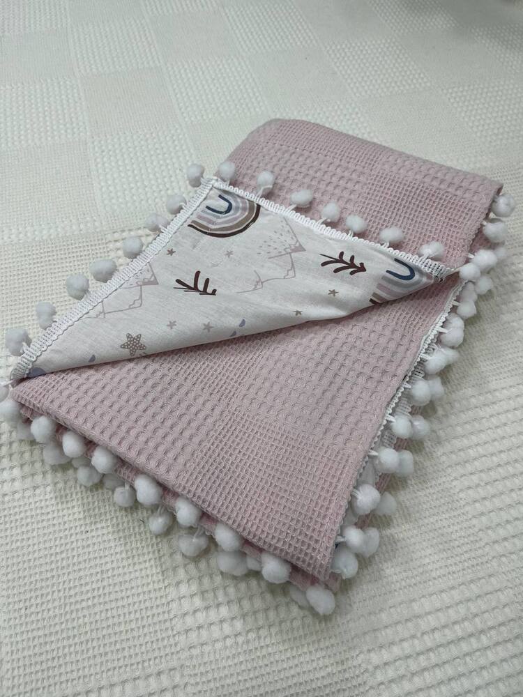 Pembe Poplin Kumaş Çok Amaçlı Bebek Battaniyesi