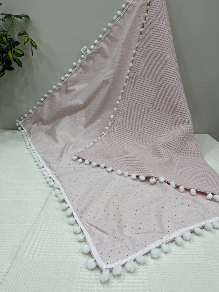Pembe Poplin Kumaş Çok Amaçlı Bebek Battaniyesi