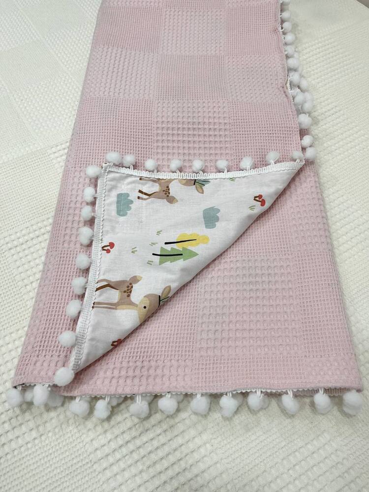 Pembe Poplin Kumaş Çok Amaçlı Bebek Battaniyesi