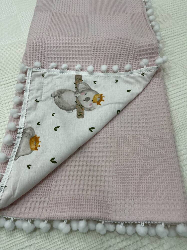 Pembe Poplin Kumaş Çok Amaçlı Bebek Battaniyesi