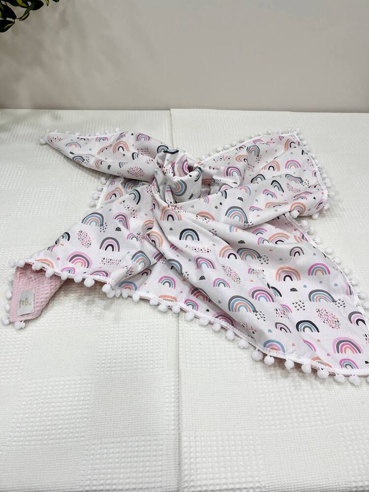 Pembe Poplin Kumaş Çok Amaçlı Bebek Battaniyesi