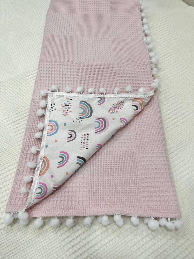 Pembe Poplin Kumaş Çok Amaçlı Bebek Battaniyesi