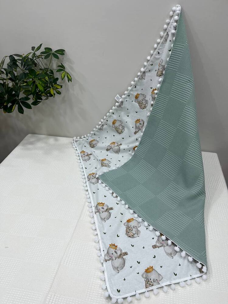 Yeşil Poplin Kumaş Çok Amaçlı Bebek Battaniyesi