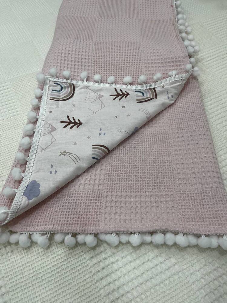 Pembe Poplin Kumaş Çok Amaçlı Bebek Battaniyesi