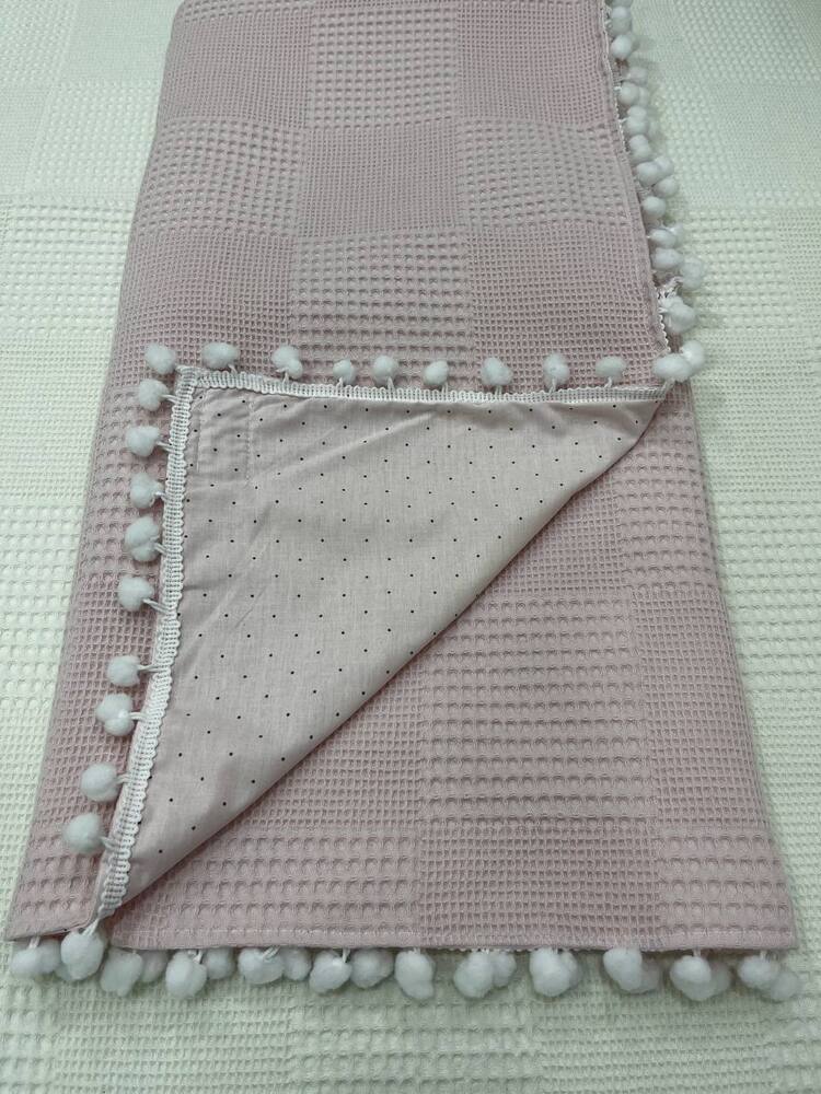 Pembe Poplin Kumaş Çok Amaçlı Bebek Battaniyesi
