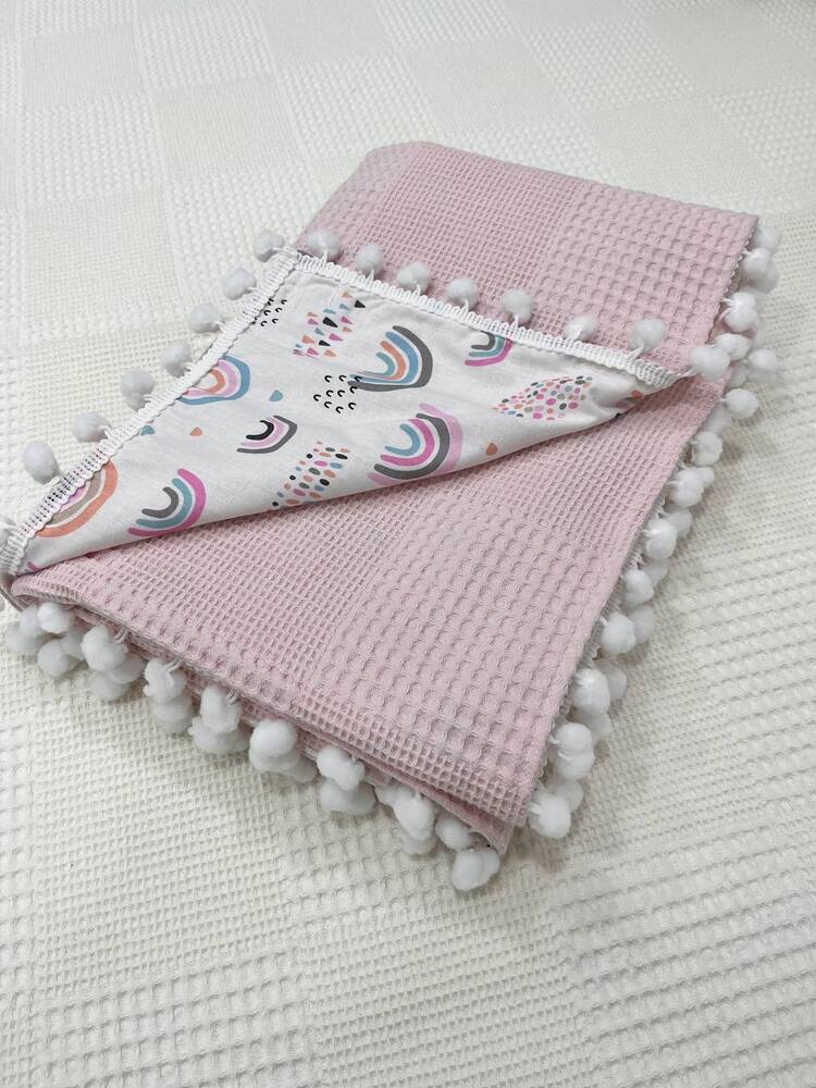 Pembe Poplin Kumaş Çok Amaçlı Bebek Battaniyesi