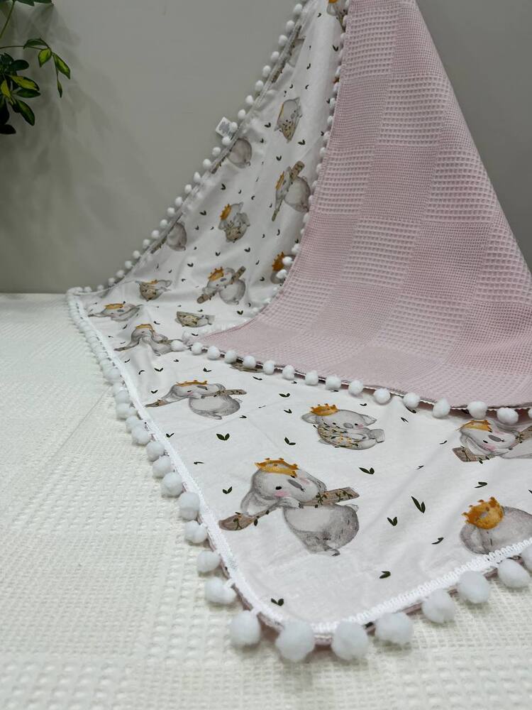 Pembe Poplin Kumaş Çok Amaçlı Bebek Battaniyesi