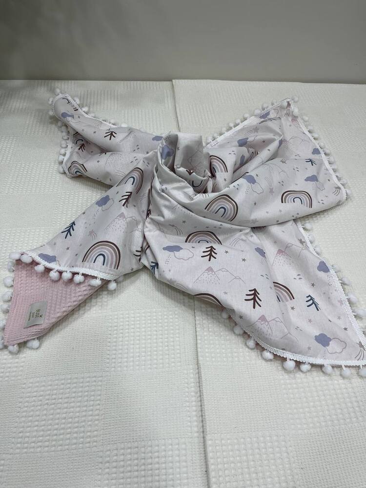 Pembe Poplin Kumaş Çok Amaçlı Bebek Battaniyesi