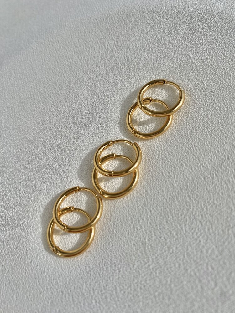 Çoklu 3 Çift Gold Çelik Halka Küpe 
