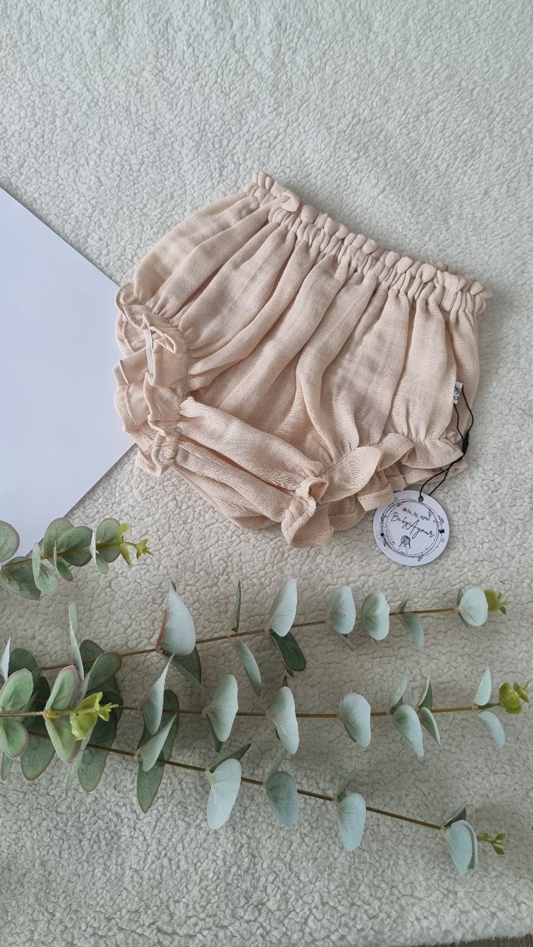 Bej muslin bloomer (yüksek bel)