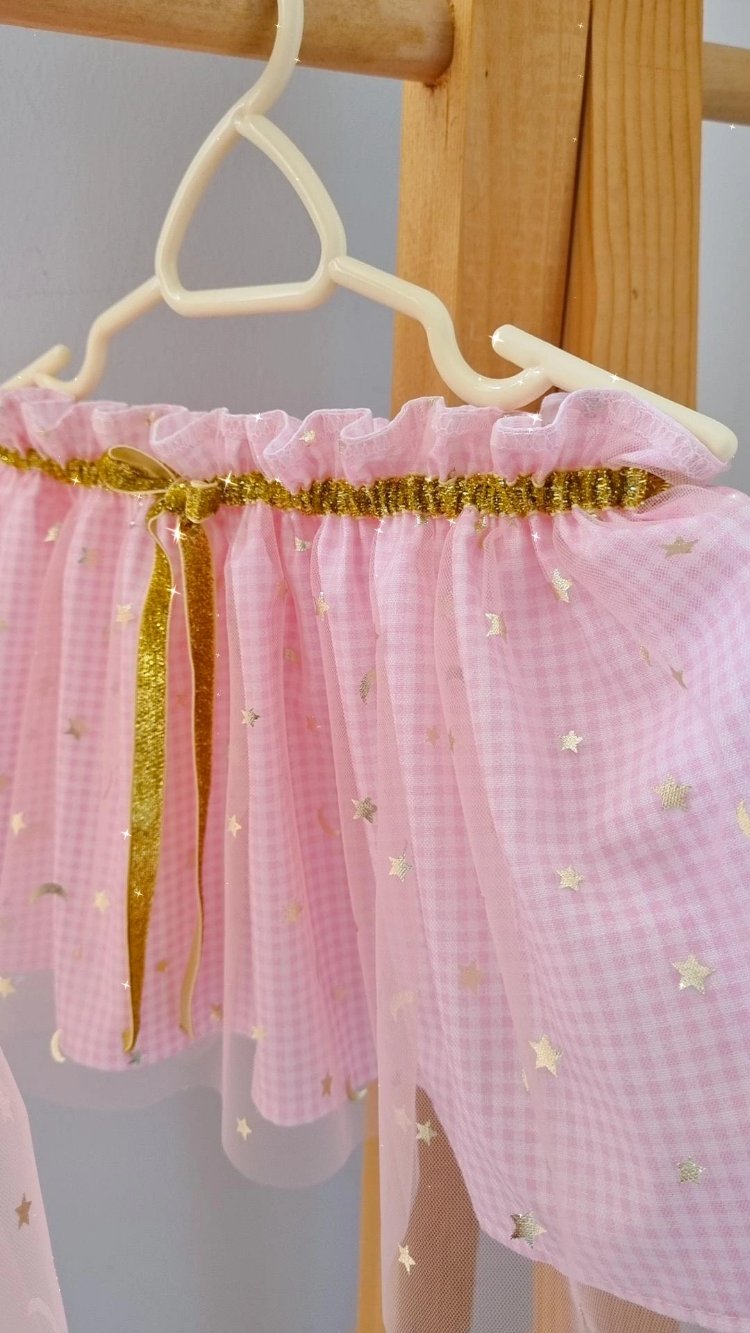 Sakura tül etek ve pelerin(pembe)