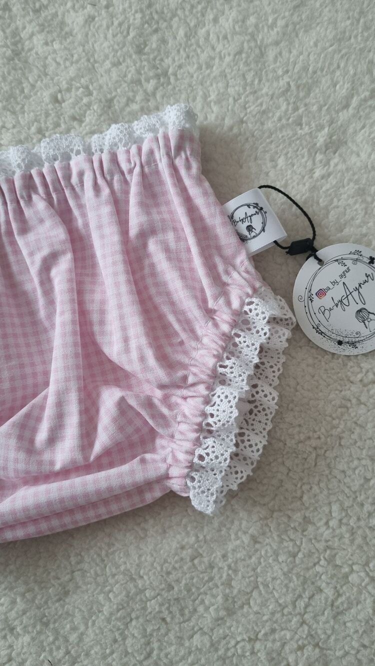 Pembe gingham bloomer
