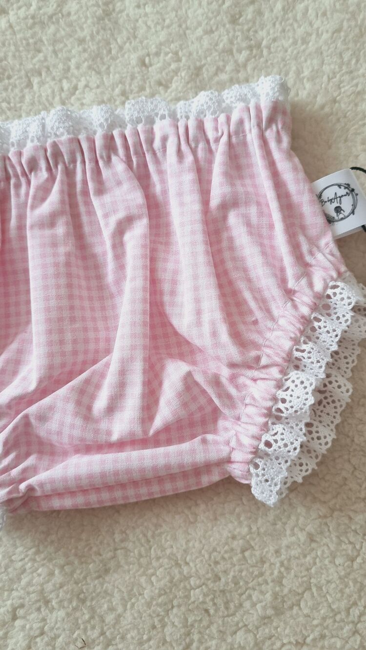 Pembe gingham bloomer