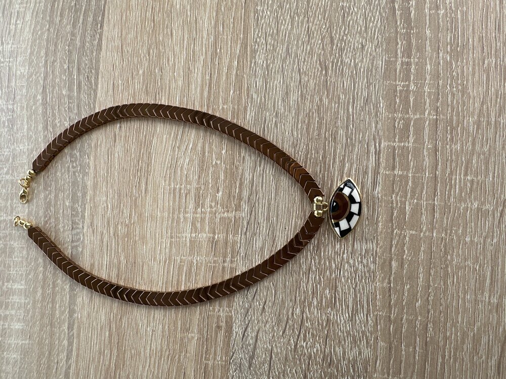 189 kahve hematit 45 cm uzunluğunda kolye