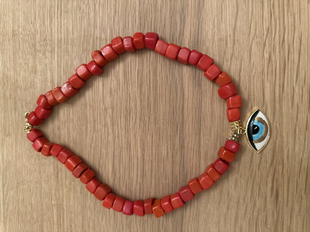 172 kırmızı bodrum boncuk 45 cm kolye