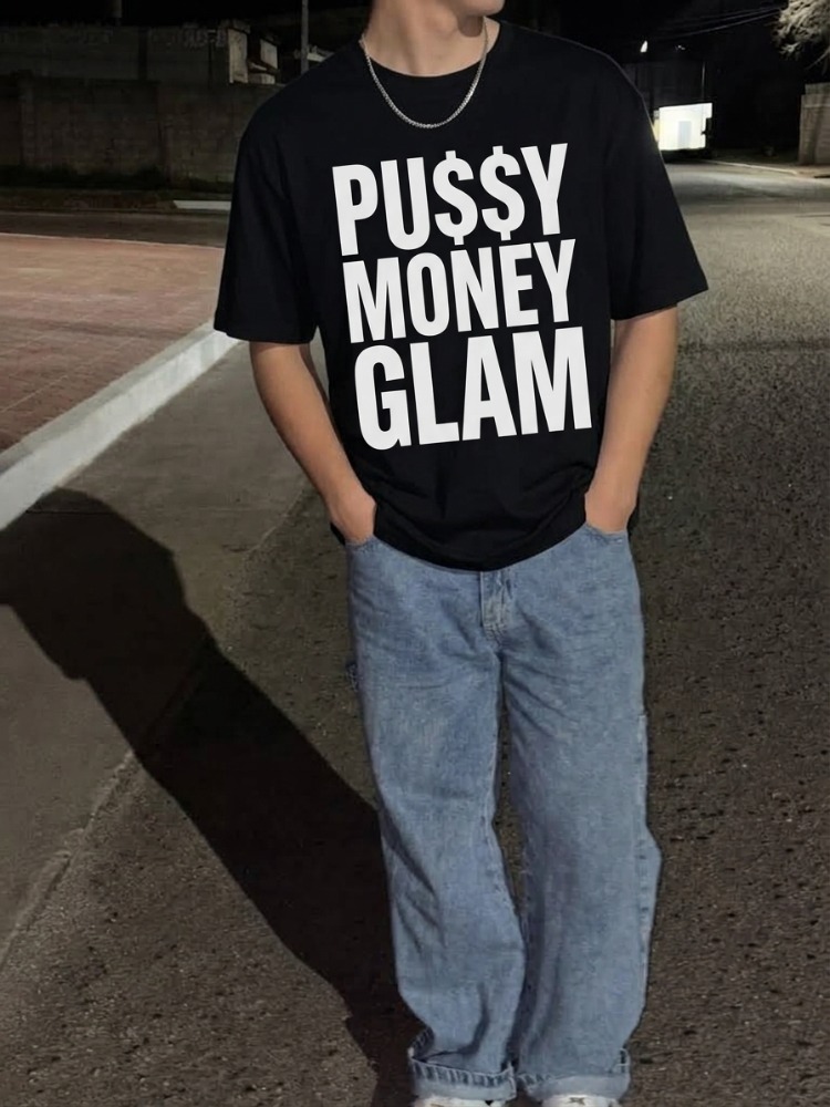 Pussy money glam y2k vıntage tee