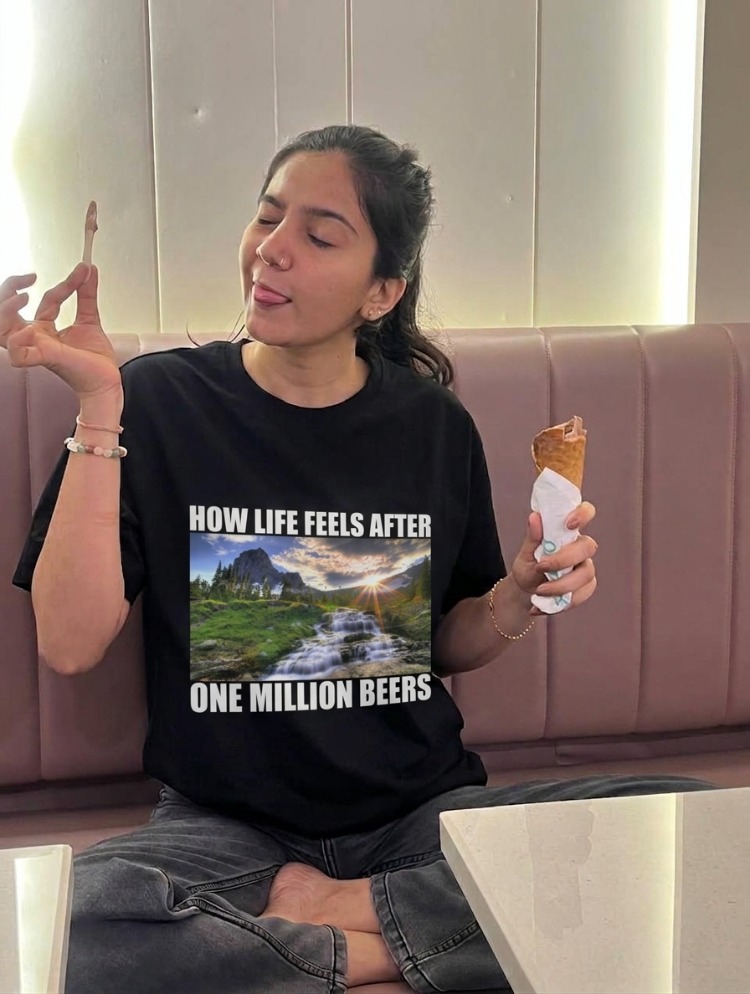 how lifes after one milion beers y2k vıntage funny tee