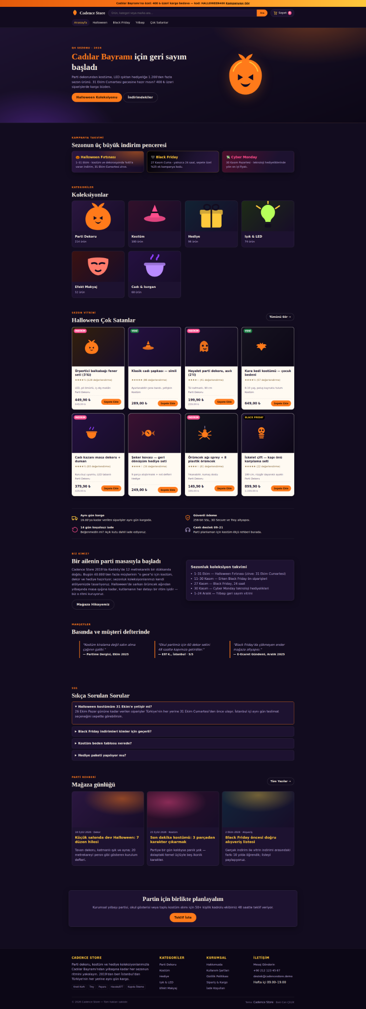 Cadence Store — Halloween & Q4 Teması