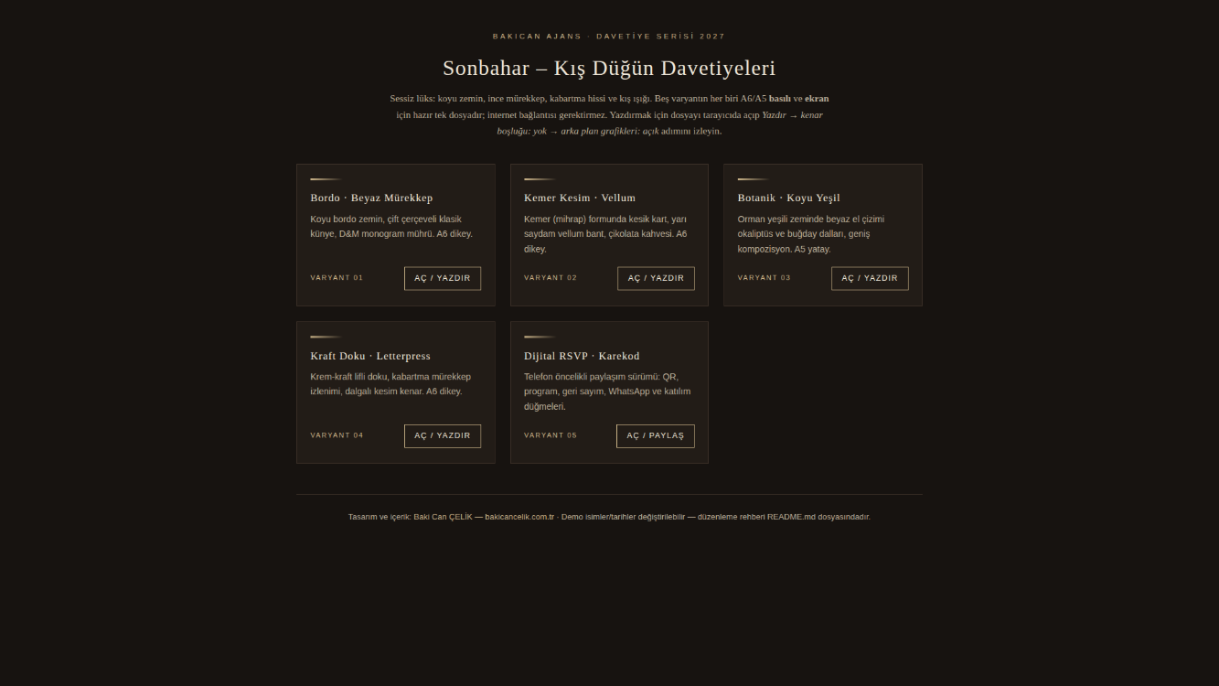 Sonbahar–Kış Düğün Davetiye 2027