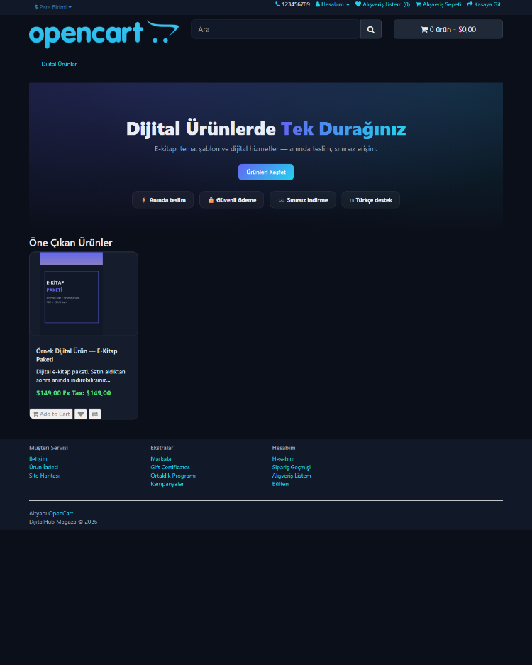Dijital Mağaza v1 (OpenCart Teması)