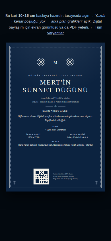 Sünnet Düğünü Davetiye Paketi 2027 — 5 Varyantlı HTML Davetiye
