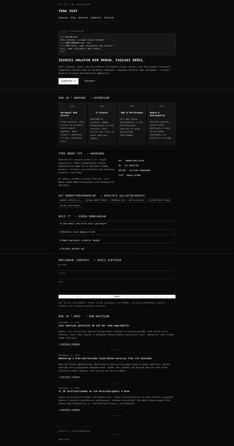 Retro Terminal Teması