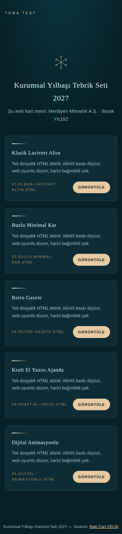 Yılbaşı Kartvizit 2027