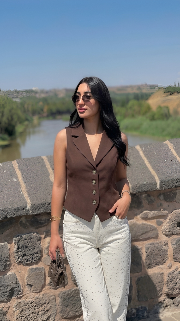 Kahve Cut Out Yelek