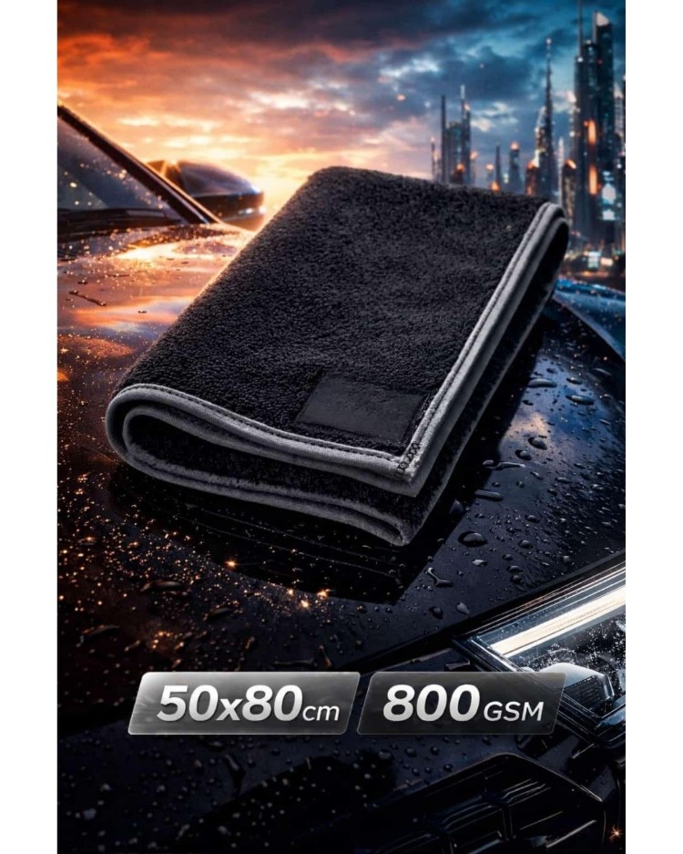 BAM Premium 800 GSM Çift Taraflı Mikrofiber Oto Kurulama Bezi – 50x80 cm Ultra Yoğun