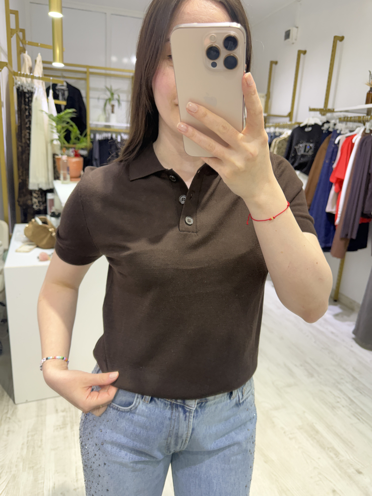 İnce triko polo yaka bluz