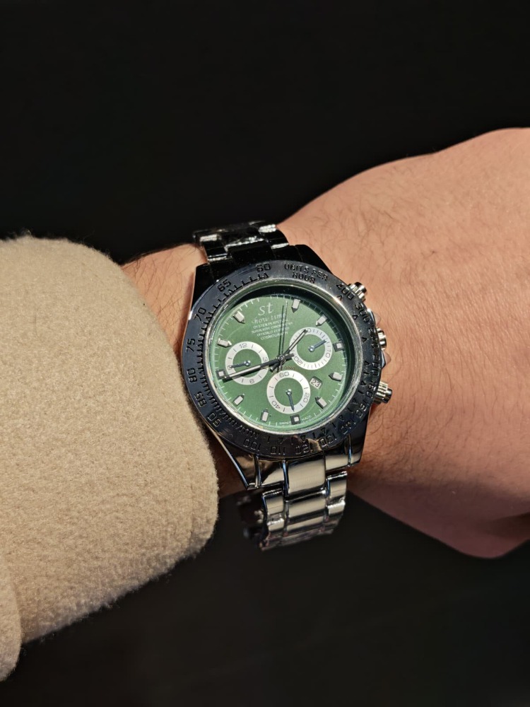 Rolex-Yeşil Saat Gümüş Detaylı