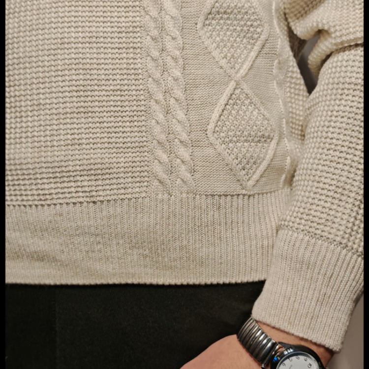 Selanik Örgü Fermuarlı Sweatshirt-Krem