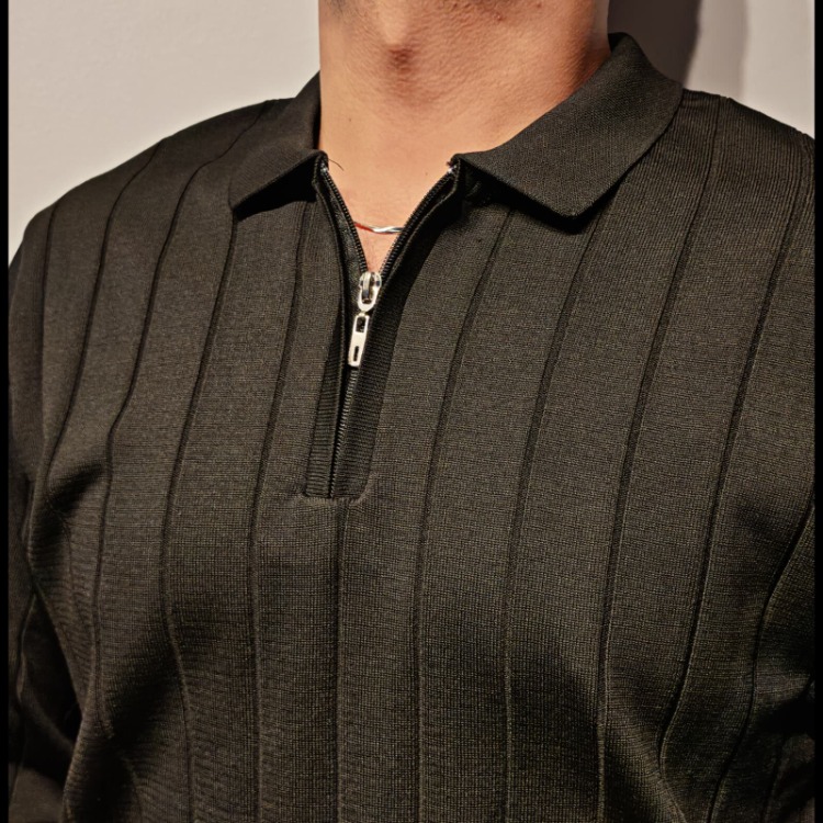 Premium Polo Yaka Triko-Siyah