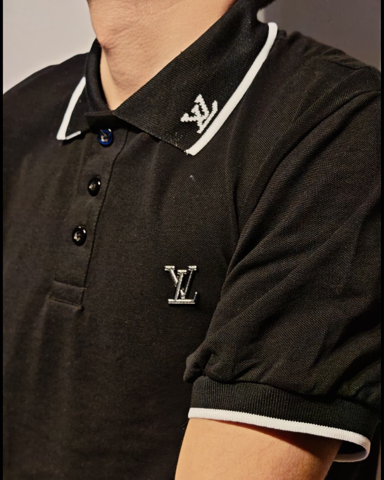 Premium LV Polo Yaka Tişört-Siyah