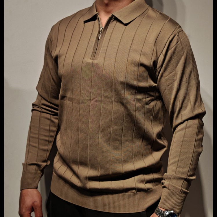 Premium Polo Yaka Triko-Kahverengi