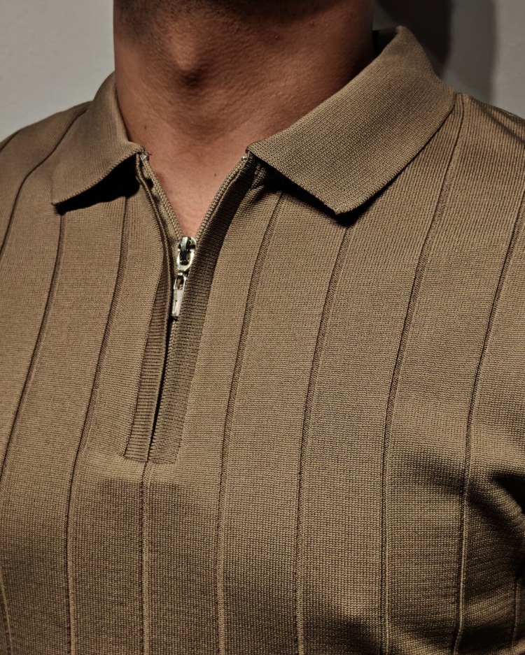 Premium Polo Yaka Triko-Kahverengi