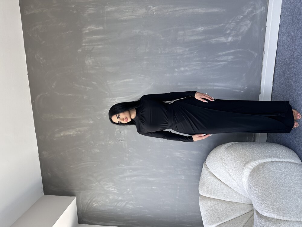 SİYAH ÇOK ÇEŞİT BAĞLAMA DETAYLI ELBİSE