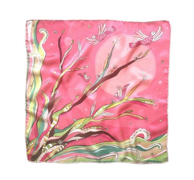 Tree of life | pink silk scarf